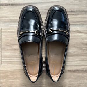 Sam Edelman Black Patent Loafers with Gold Hardware